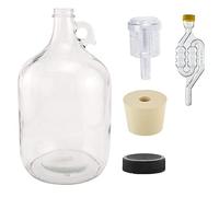 North Mountain Supply 1 Gallon Glass Fermenting Jug with Handle, 6.5 Rubber Stopper, 6-Bubble Airlock, 2-Piece Airlock & Black Plastic Lid