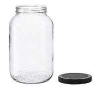 North Mountain Supply 1 Gallon Glass Jar Wide Mouth with Black Plastic Lid - USDA, BPA-Free, Made in The USA - for Fermenting, Storing, Canning, and Much More!