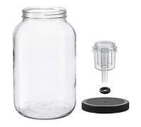 North Mountain Supply 1 Gallon Glass Jar Wide Mouth with Grommeted Black Plastic Lid, and 2-Piece Airlock - USDA, BPA-Free, Made in The USA - for Fermenting, Kombucha, and Much More!