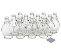 North Mountain Supply 8 Ounce Glass Maple Syrup Bottles with Loop Handle & White Metal Lids & Shrink Bands - Case of 12