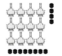 North Mountain Supply Maple Leaf Glass Syrup Bottle - 1.7 fl oz (50 ml) - Black Metal Lid - Case of 12 - Ideal for Maple Syrup, Honey, or Homemade Gifts