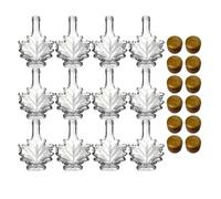 North Mountain Supply Maple Leaf Glass Syrup Bottle - 3.4 fl oz (100 ml) - Tamper-Evident Gold Plastic Lid - Case of 12 - Ideal for Maple Syrup, Honey, or Homemade Gifts