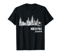 North Pole Alaska Christmas Tree Winter Landscape Forest Art T-Shirt