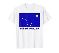 North Pole Alaska USA Flag Souvenir Value Graphic T-Shirt, Men, White, M