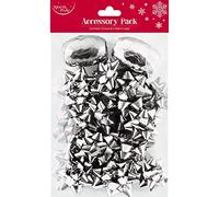 North Pole Christmas bows and ribbon cop set xmas gift bows METALLIC foil silver accessory pack