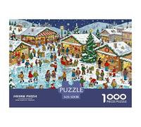 North Pole Christmas Market Wooden Jigsaw Puzzle Waterproof 1000 Piece Puzzles for Adults Fun Home Decoration