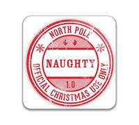 North Pole Christmas Naughty Person Badge - Pack of 10 Square Stickers - 55mm x 55mm