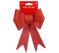 North Pole Christmas Tree bow xmas tree Topper party decorations gift bow Glitter red 30cm tall 17cm wide