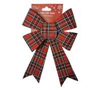 North Pole Christmas Tree bow xmas tree Topper party decorations gift bow TARTAN RED 30cm tall 16cm wide