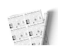 North Pole Chronicles Newspaper Christmas Wrapping Paper 3 Metre Roll, North Pole News Gift Wrap, Santa Claus Newspaper