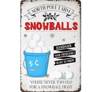 North Pole Farm Snowballs You're Never Too Old For A Snowball Fight Metal Tin Sign Rustic Christmas Decor Retro Poster for Home Backyard Skiing Area Cafe Bar Winter Decoration Plaque 8x12 Inch