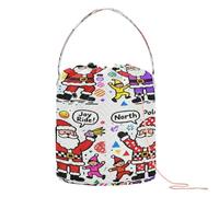 North Pole Fun Santa and Elves Yarn Bag Crochet Organizer Bag Portable Travel Bag for Travel Crochet Knitting Supplies