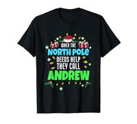 North Pole Helper Andrew Christmas Andrew Name Value Graphic T-Shirt