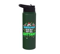North Pole Helper Brittany Christmas Brittany Name Stainless Steel Insulated Water Bottle