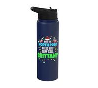 North Pole Helper Brittany Christmas Brittany Name Stainless Steel Insulated Water Bottle
