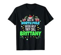 North Pole Helper Brittany Christmas Brittany Name Value Graphic T-Shirt, Men, Black, M