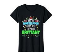 North Pole Helper Brittany Christmas Brittany Name Value Graphic T-Shirt, Women, Black, XL