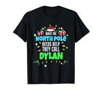 North Pole Helper Dylan Christmas Dylan Name Value Graphic T-Shirt, Men, Black, M