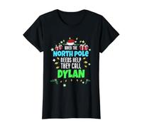 North Pole Helper Dylan Christmas Dylan Name Value Graphic T-Shirt, Women, Black, S