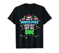 North Pole Helper Eric Christmas Eric Name Value Graphic T-Shirt, Men, Black, L