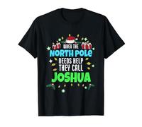 North Pole Helper Joshua Christmas Joshua Name Value Graphic T-Shirt, Men, Black, M