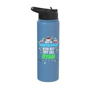 North Pole Helper Ryan Christmas Ryan Name Stainless Steel Insulated Water Bottle
