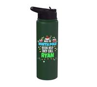 North Pole Helper Ryan Christmas Ryan Name Stainless Steel Insulated Water Bottle