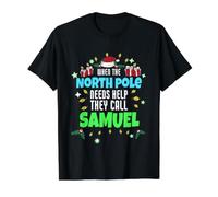 North Pole Helper Samuel Christmas Samuel Name Value Graphic T-Shirt, Men, Black, L