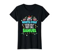 North Pole Helper Samuel Christmas Samuel Name Value Graphic T-Shirt, Women, Black, L