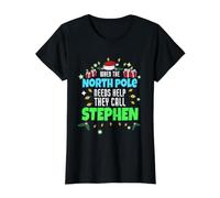 North Pole Helper Stephen Christmas Stephen Name Value Graphic T-Shirt, Women, Black, XS