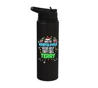North Pole Helper Terry Christmas Terry Name Stainless Steel Insulated Water Bottle
