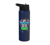 North Pole Helper Terry Christmas Terry Name Stainless Steel Insulated Water Bottle