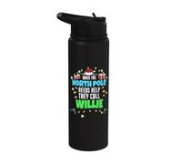 North Pole Helper Willie Christmas Willie Name Stainless Steel Insulated Water Bottle