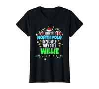 North Pole Helper Willie Christmas Willie Name Value Graphic T-Shirt, Women, Black, L