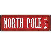 North Pole Holiday Christmas Metal Sign 206180065003 4x16 inchs