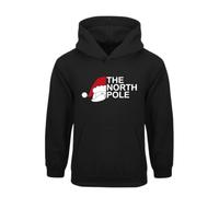 North Pole Hoodie Pullover - Novelty Father Christmas Santa Claus Funny Merry Xmas Festive Eve Sports Outdoors Kids Childs Stocking Fillers Present Gift (Medium, Black)