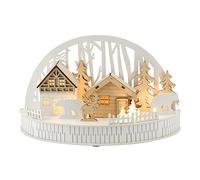 North Pole Novelties LED Light Up Snowy Wooden Christmas Village Scene Xmas Freestanding Decoration