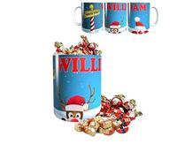 North Pole Personalised 'P Boo' Santa and Rudolph Christmas Mug with Santa Festive Treat Selection