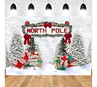 North Pole Photography Backdrop Winter Forest Wonderland Snow White Pine Tree Background Forest Candy Gifts Children Portrait Decoration Kids Newborn Baby Shower Photo Banner Props (7X5FT)