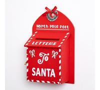 North Pole Post Letter Box 22cm Red Wood Christmas List Card Xmas Wall Mount Mailbox