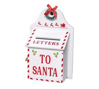 North Pole Post Letter Box 22cm White Wooden Christmas List Card Xmas Wall Mailbox