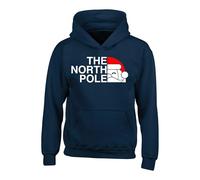 NORTH POLE Santa Christmas Party Hooded Xmas Novelty Gift Hoodie - Men, Women, Kids, Adults Gift (4XL, Navy)