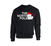 NORTH POLE Santa Christmas Sweatshirt - Party Gift Xmas Jumper for Men, Women, Kids & Adults (4XL, Black)