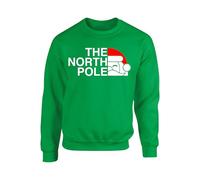 NORTH POLE Santa Christmas Sweatshirt - Party Gift Xmas Novelty Jumper for Men, Women, Kids & Adults (4XL, Kelly Green)