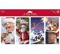 North Pole Traditional Style Christmas Xmas Money Wallets - Pack of 4