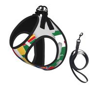 North Rhine-Westphalia Flag Map Print Adjustable Reflective Harness Leash Set For Cats, Dogs And Small Pets, Soft Breathable Mesh Walking Vest With Escape-Proof Lead