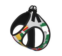 North Rhine-Westphalia Flag Map Print Adjustable Reflective Harness Leash Set For Cats, Dogs And Small Pets, Soft Breathable Mesh Walking Vest With Escape-Proof Lead