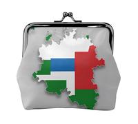 North Rhine-Westphalia flag map01 small makeup bag for purse,kiss lock bank card storage bag retro compact multifunctional change bag, Black, One Size, Art Deco