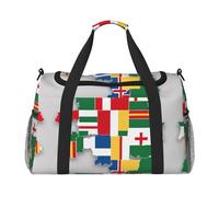 North Rhine-Westphalia flag map02 print Travel Duffle Bag Gym Bag for Women,Puffer Tote Bag,Weekender Overnight Bag Organizer, Black, One Size