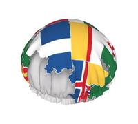 North Rhine-Westphalia Flag Map02 Shower Caps Women Reusable Large Shower Cap Men Quickdry Care Hair Long Short Kids Bath